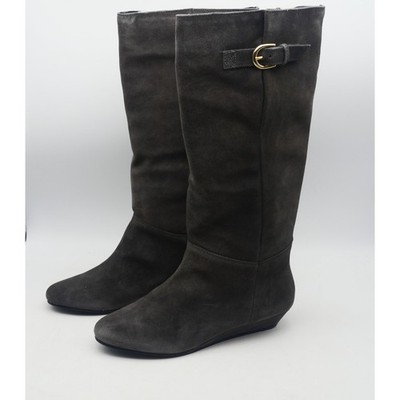 NEW Steve Madden Women's 9 Intyce Tall Wedge Boots Dark Gray Suede