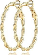 Gold Hoop Earrings for Women 14K Gold Earrings for Women Hoop Earring for Wom...