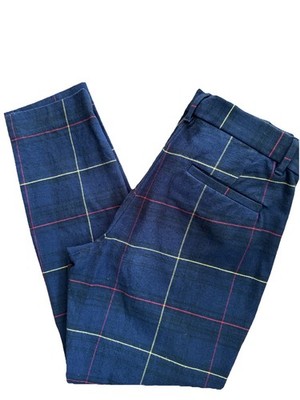 Gap Signature Skinny Ankle Pant Women 6 Blue Tartan Grid Plaid Stretch