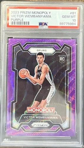 2023-24 Panini Prizm Monopoly - Victor Wembanyama #81 Purple  Prizm (RC) Psa 10