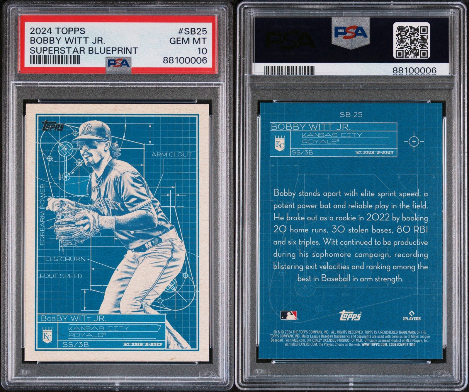 2024 Topps Bobby Witt Jr Superstars Blueprint PSA 10 view 3