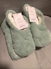 Auden Faux-fur Slipper Socks Off Green NWT S/M 5-7 2 Pack