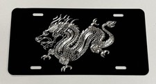 Reflective Chinese Dragon Diamond Etched Engraved License Plate Front Car Tag