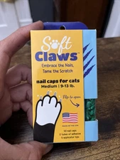 Soft Claws, Nail Caps for Cats, Medium, Blue, 40 ct, 2 Tubes Of Adhesive
