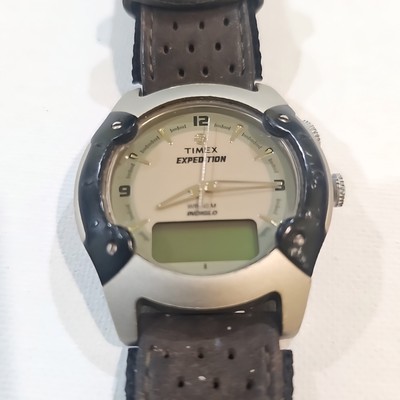 Timex Expedition i Control Watch Men Black Silver Tone Nylon New Battery
