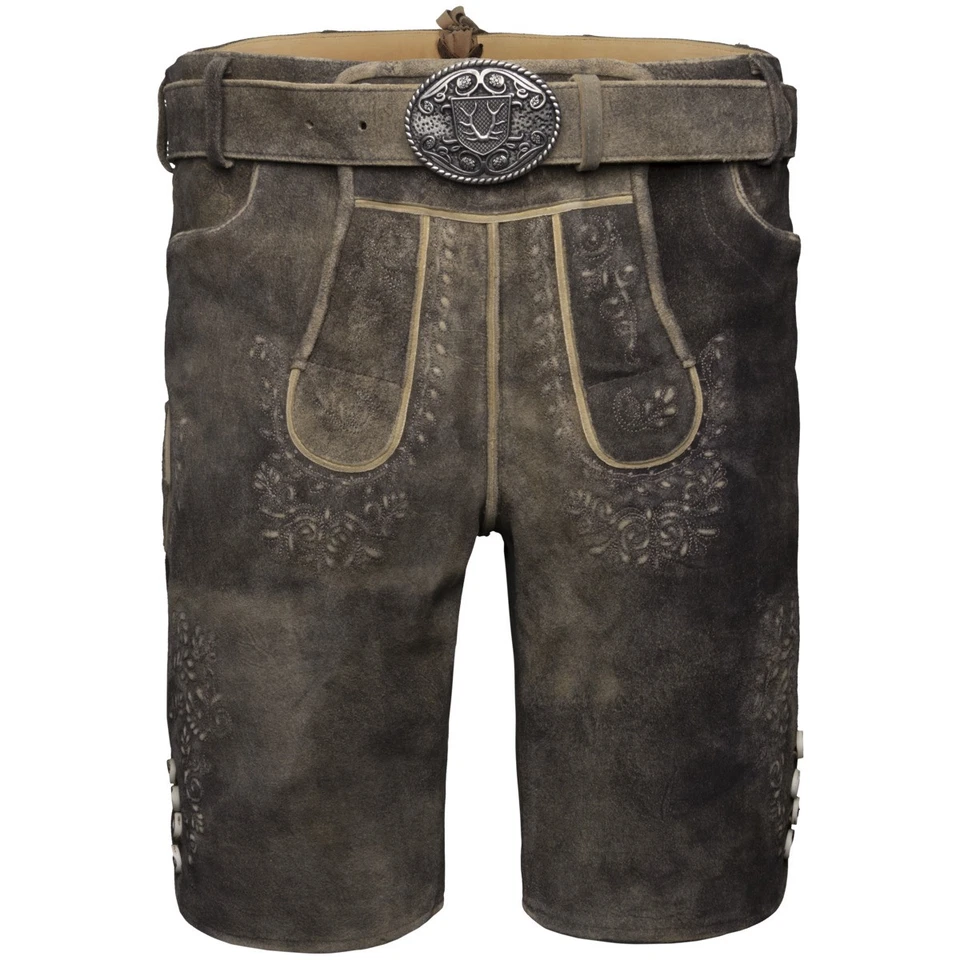 Krüger Ron Avec Ceinture Pantalon En Cuir Pour Hommes Pantalon Traditionnel - Photo 1/1