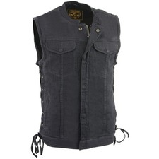 Men's SOA Side Lace Club Cut Vest Denim w/ Gun Pockets Concealed Snaps  Zipper