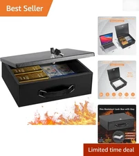 Fireproof Safe Storage Chest with Security Key Lock for Documents & Valuables