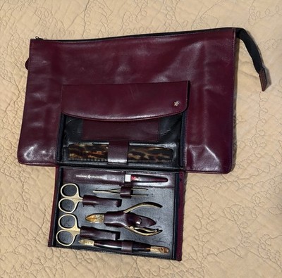 Pfeilring Solingen Vintage Burgundy Leather Mani/Pedi Complete Set