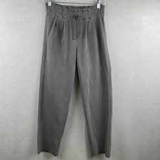 Zara Kids Grey Textured Elastic Paperbag Waist Drawstring Denim Trousers 13-14