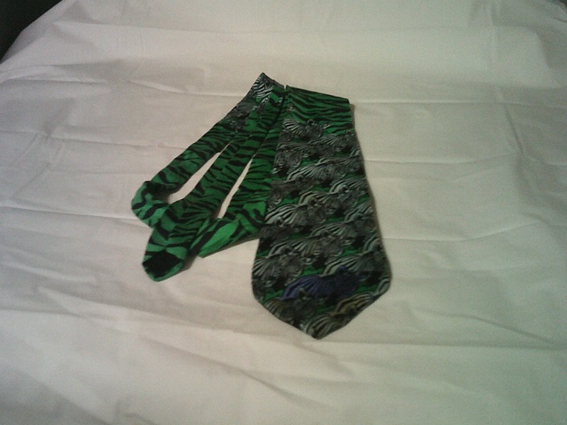 Haute Stuff By Barry Wells Zebras With Green Stripes Men's Necktie