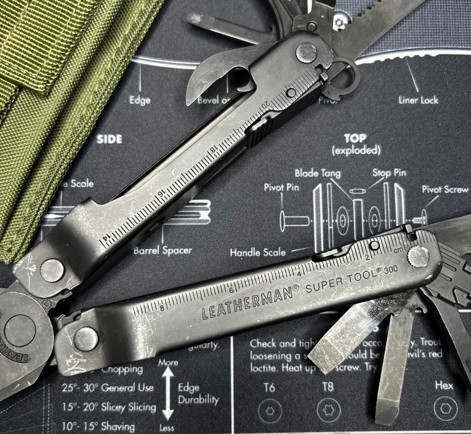 Multiherramienta Leatherman Super 300 EOD Buey Negro USADA CON FUNDA CUERPO 0121 LEER Dañada Foto 4 de 4