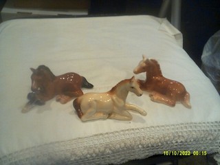 Vintage Bone China Horse Figurines qty (3) all laying down