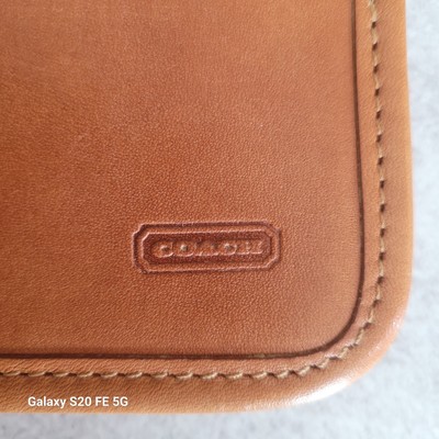 Coach Tie Case Vintage British Tan Leather Zipper Travel Holder