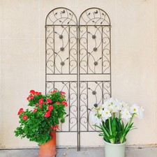 2 Pack Metal Garden Trellis 86.7x19.7 Rustproof Climbing Plant Support Brown