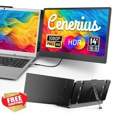 Cenerius 14" FHD 1080P Laptop Screen Extender Portable Dual Monitor IPS