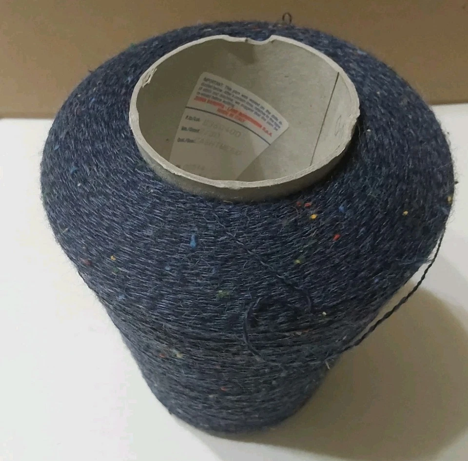 Итальянская 100% мериносовая конусообразная вязальная пряжа 19,1 унции тонкие синие пятна наличный твид - Изображение 4 из 4