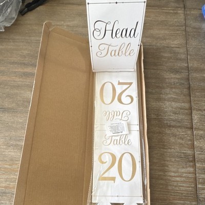 Wedding Table Numbers Set White Gold Paper Rectangle Venue Decoration