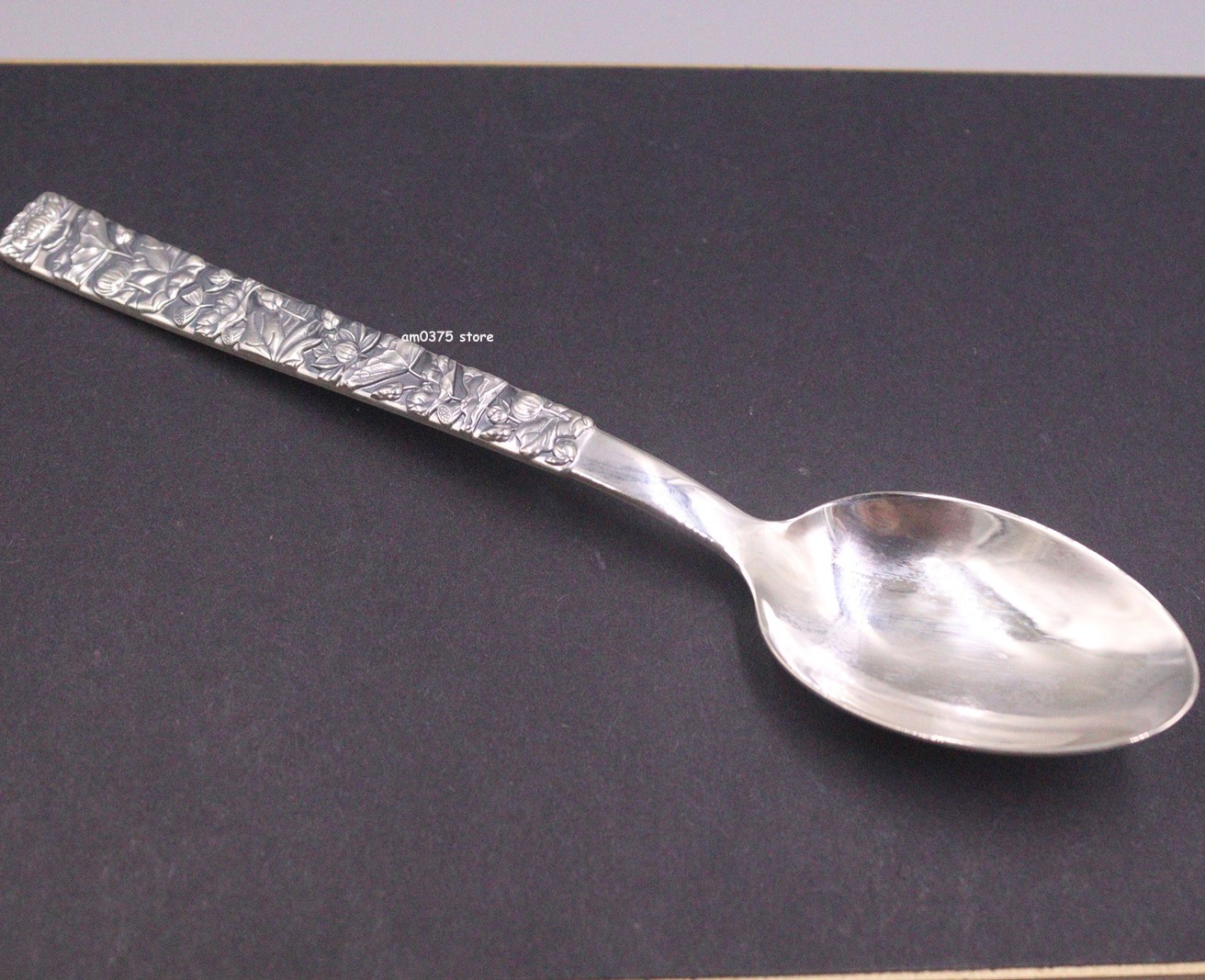Pure 999 Silver Spoon Household 3D Lotus Fish Tableware Dinnerware Soup Spoon