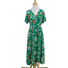 Loft Dress Womens 0 Multi Floral Slit Front Flutter Sleeve Smocked Back Midi