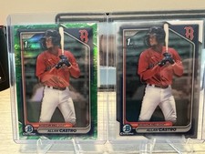 2024 Bowman Allan Castro 1st Bowman Lot (2) – Green Foil Paper +  Base Red Sox