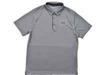 Under Armour Polo Shirt Men XL Gray Short Sleeve Loose Fit Performance Golf Top