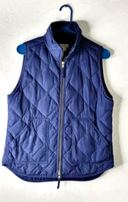 J Crew Women's Jacket Excursion Vest size S navy gold accents down puffer
