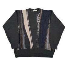 Vintage 90s Sweater Coogi Style Textured Knit Abstract Pattern Made in Italy M