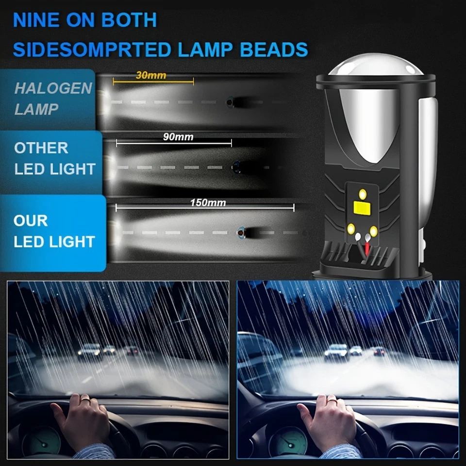 2PCS-H4 DC9V-32V 50W LED Headlight Kit High Low Beam Bulb 6500K White 7000LM - Image 4 of 4