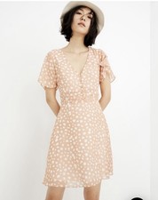 Madewell Apricot Star Print Dress - Size 6 - cinched waist