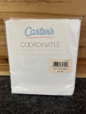 Carter's Coordinates 2 Infant Pillowcases White NEW 100 Cotton Made USA NOS