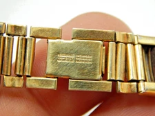Vintage Kestenmade Butterfly clasp Gold Filled watch band w/ wooden links 16mm