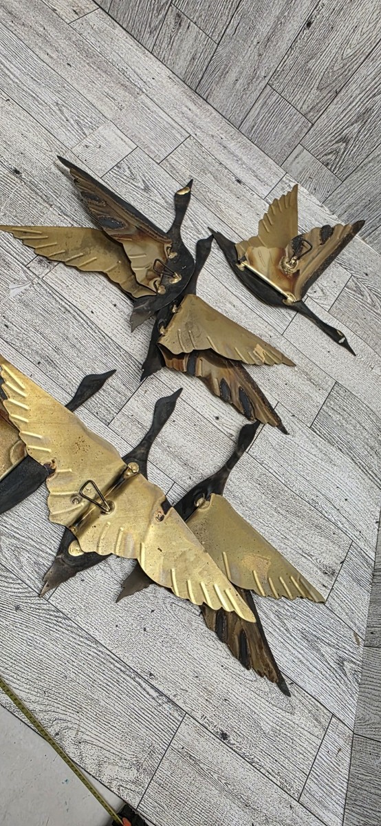 Vtg Mid Century MCM Set of Flying Geese Duck Bird Wall Art Decor