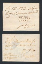 1802 EL SALVADOR COVERS SANTA ANA & SAN VICENTE POSTMARKS, RARE EX HAHN