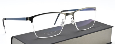 LINDBERG Brille 7405 54-16 T407-135 U13 Grau Blau Strip Titanium Eckig Halbrand