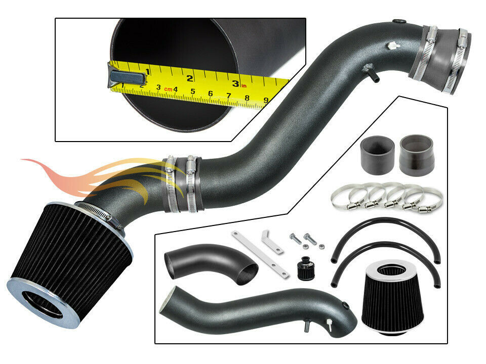 BCP RW GREY For 02-05 TrailBlazer/Envoy/Bravada 4.2L Ram Air Intake Kit+Filter