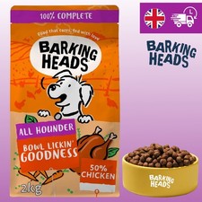 Barking Heads Complete Dry Dog Food 2kg All Hounder Bowl Lickin Goodness Chicken 5.50 per kilo