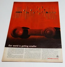 1963 Western Electric Print Ad Telephone Transistors World is Getting Smaller