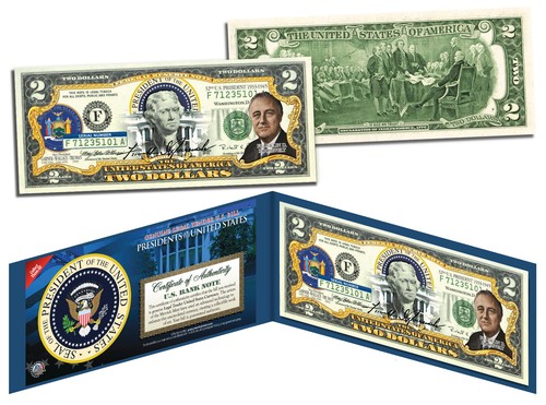 FRANKLIN D ROOSEVELT * President 1933-1945 * Colorized $2 Bill US Legal Tender - Picture 3 of 3