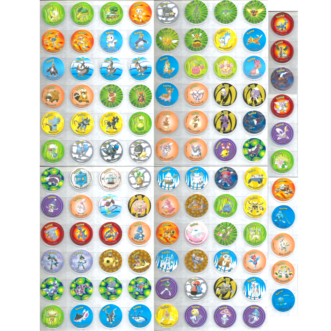 TAZOS POKEMON 4 SINNOH Complete Set 109/109 PERU 2019 Taps Pogs Flips