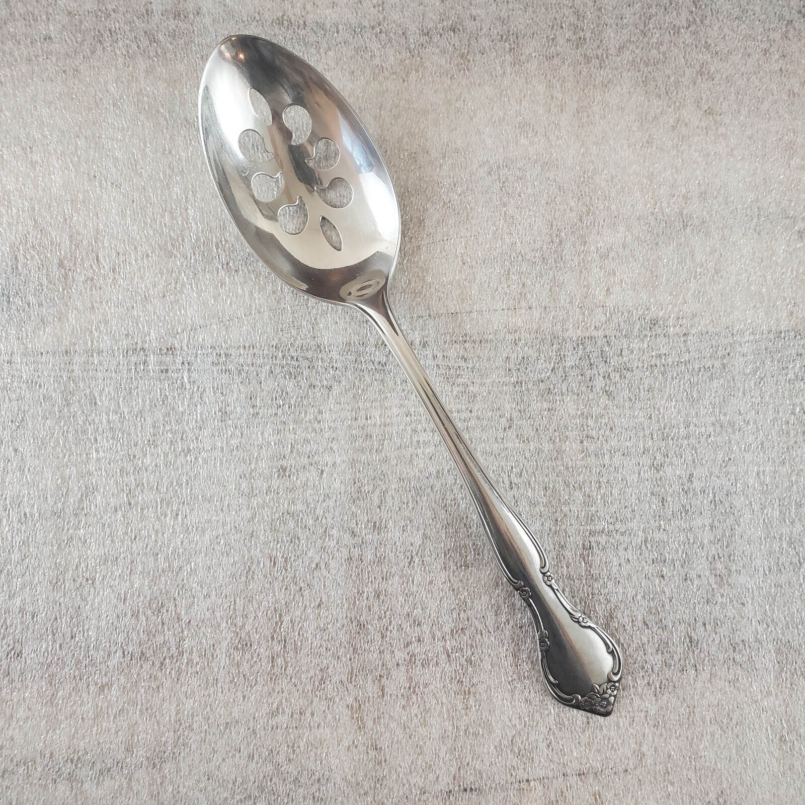 Jolie-La Belle Stainless Steel Pierced Serving Spoon by Gorham Flatware