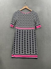 Eliza J Women’s 4 Short Sleeve Shift Dress Navy White Pink Geometric