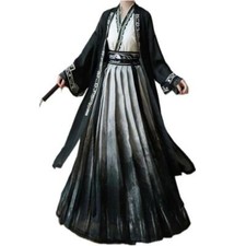 Chinese Hanfu Women Traditional Embroidery Gradient Black Cosplay Costume
