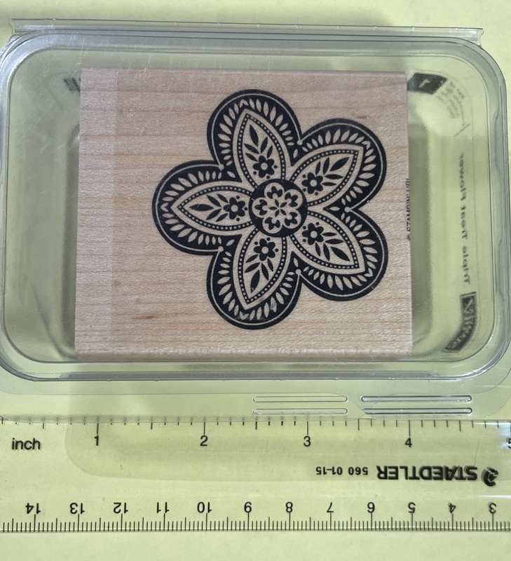 Mandala Up TRIPLE TREAT FLOWER Wood Block Stamp Unmounted Mandala