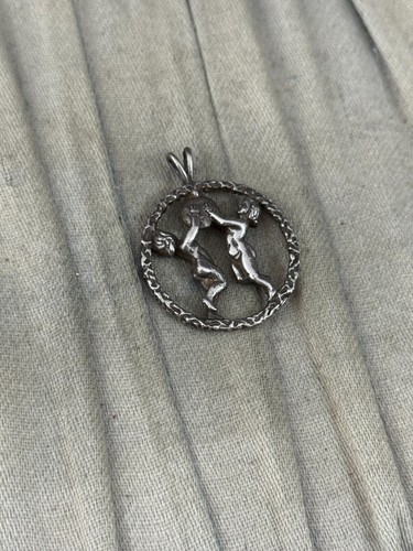 Gemini Charm Pendant Sterling Silver 925 Round Horoscope Zodiac Twins - Bild 6 von 8