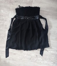 Black Party Mini Dress Padded Size 10 Sexy Sequin LBD Ruched Clubbing Outfit UK