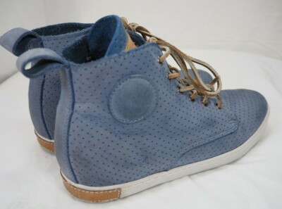 $230 Blackstone MEN perforated Leather High-Top shoe sneaker sky blue 38 (MG12) Blackstone Mens Perforated Leather Sneakers Sky Blue Lace Up  main image 2