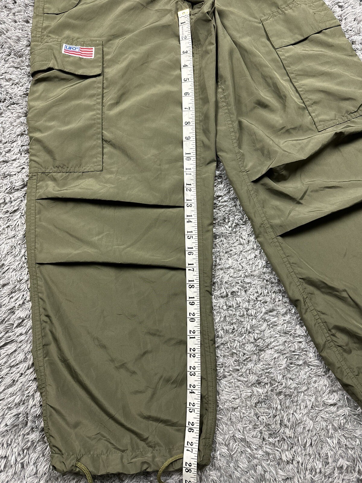 Vintage UFO Parachute Pants Cargo Raver Baggy Green M… Gem