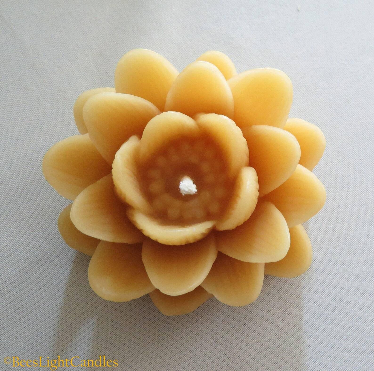 Delicate Lotus Flower Candle, Natural Beeswax Candles, Clean Burn, Floral Spring