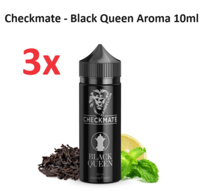3x Black Queen - Checkmate 10ml Aroma  E-Zigarette  E-Liquid Dampflion Longfill